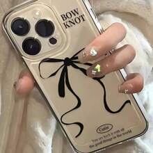 带蝴蝶结丝带的透明手机壳，适用于 16 15 14 13 12 11 XS XR X 8 7 Mini Plus Pro Max SE2 和 Galaxy S24 Ultra 5G S24 Ultra S24 S23+ S23 Ultra S23 FE S23 S22+ S22 Ultra S22 5G S22 S25 S25 Plus S25 Ultra S25 Edge 系列，节日礼物，生日礼物，女朋友，男朋友，朋友或自己，全覆盖保护 - 無色 - 查看 1