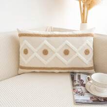 1pc Geometric Pattern Tufted Cushion Cover Without Filler, Modern Throw Pillow Case, For Sofa, Living Room