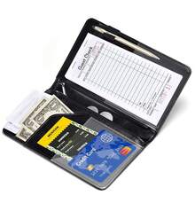 Server Books For Waitress - Leather Waiter Book Server Wallet With Ipper Pocket, Cute Waitstaff Organizer With Money Pocket Fit Waitress Apron(Classic Black) - Hồng lấp lánh - Xem 4