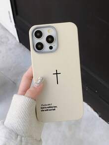 Psalms 46:5 Christian Cross Stylish Phone Case, Christian Gift For Girlfriend/Boyfriend, Minimalist White Faux Leather Texture Phone Case, Fingerprint/Water/Sweat Resistant, Soft Touch, Compatible With IPhone & Galaxy Phones - Multicolor - View 4