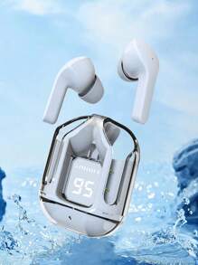 Transparent True Wireless Bluetooth Earphones, In Ear Noise Reduction Earphones, Microphone High Fidelity Stereo, Gaming Earphones USB Charging Suitable For Call And Outdoor Sports, Silicone Protective Case For Earphones