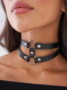 Leather Choke,Choker For Women,Choker Necklace,Halloween Costumes,Ladies' Harness Leather