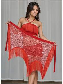 Middle Eastern Style Sequin Fringe Hip Scarf Waist Chain, An Exquisite Decorative Piece That Shines At Festivals And Carnivals, Showcasing A Unique Style