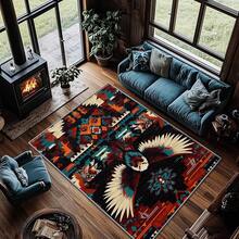 3x5 Rugs, 2x3 Rug, Southwestern Rustic Area Rug, Colorful Geometric Door, Washable & Non - Slip Small Carpet, Home Decor - 橙色 黑色 藍綠色 - 查看 2