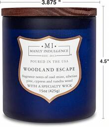 Vela en frasco Manly Indulgence Last Call de 16.5 oz - Aroma amaderado de vetiver, musgo de roble - Notas cítricas y especiadas - Eucalipto - Hasta 60 horas de combustión - Cera de mezcla de soja, vertida en EE. UU. - Escape del bosque - Ver 8
