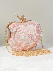 这款迷人、优雅、奢华的粉色苹果形亮片手提包，适合派对、商务和休闲场合，适合女士、女性、派对女孩、新娘，是派对、婚礼、舞会、宴会/庆典的完美之选，也是送给女性、母亲、老师、朋友、伴娘的最佳礼物。 - 粉色 - 查看 2