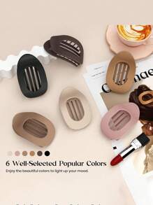 1/2 件扁平圆形发夹套装，女士扁平发夹，平放爪夹，法式爪夹发夹，适用于浓密稀疏头发的哑光防滑夹，适合女性女孩法式康科德扁平配饰，防滑发夹，弧形设计复古简约小众发饰爪夹发夹