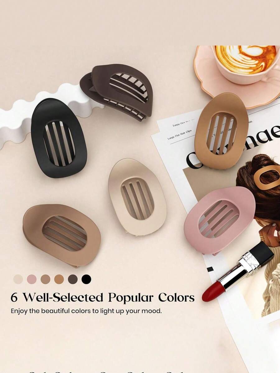 1/2 件扁平圆形发夹套装，女士扁平发夹，平放爪夹，法式爪夹发夹，适用于浓密稀疏头发的哑光防滑夹，适合女性女孩法式康科德扁平配饰，防滑发夹，弧形设计复古简约小众发饰爪夹发夹