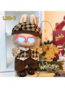 1pc Outfit Only (No Doll, No Shoes) For Labubu, Suitable For 1st, 2nd, 3rd Generation 17cm Dolls, Includes Overalls, Hat, Top, Accessories, Party Costume - Multicolor - View 4