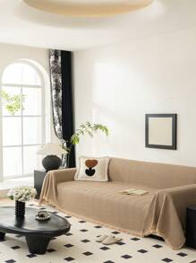 1 现代奢华防滑沙发巾沙发罩防猫抓保护沙发奢华高档沙发套毯子座垫全包四季通用适用于沙发桌布野餐垫多用途卧室客厅办公室户外棉麻人字纹 - 咖啡棕 - 查看 8