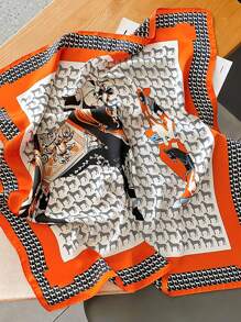 1 件波西米亚风格 70 年代印花小方巾，仿丝头巾，新款男士围巾，百搭，可搭配装饰领带、头带、时尚围巾 - 彩色 - 查看 4