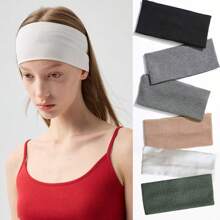 女士发带吸汗带 1/6 件纯色弹性宽头带 - 防滑透气 - 瑜伽、健身、跑步和运动的理想选择 - 舒适时尚的发饰，适合所有季节发饰时尚发带秋季配饰