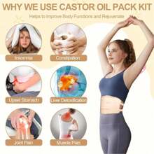1 Pack Castor Oil Pack - Reusable Wrap Adjustable Pack Wrap Kit For Liver, Aid Sleep, Auxiliary Liver And Abdominal Muscles To Improve Circulation Digestion (Castor Oi L Not Included) (Khaki)