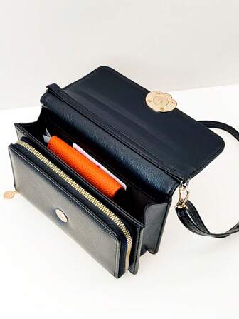 New Messenger Bag A Multi-Function Large-Capacity Double-Layer Zipper Mobile Phone Wallet Fashion Simple And Delicious Soft Image Leisure Holiday Dating For Women Wallet Wallet Purse Wallet