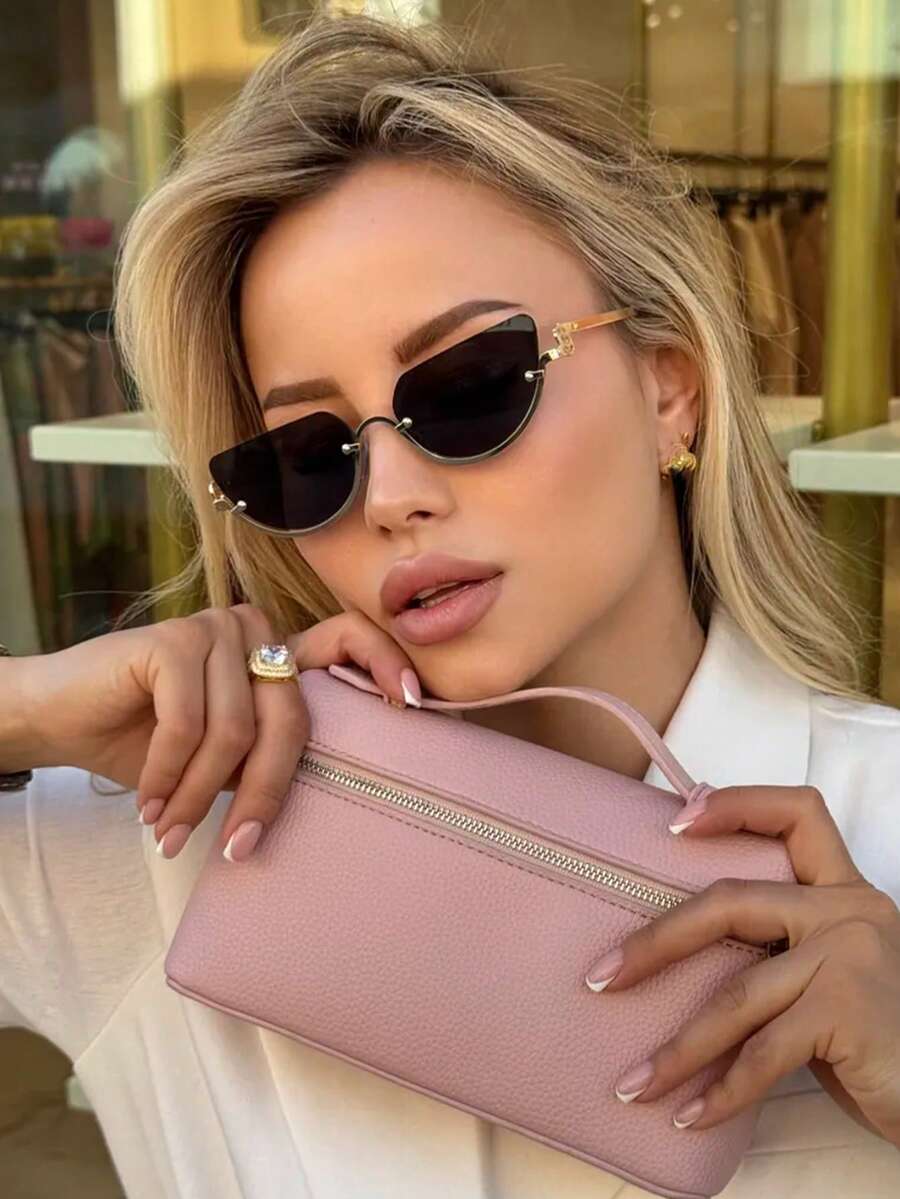 1 件半框半圆金属时尚眼镜复古个性化百搭时尚眼镜男女时尚眼镜适合日常佩戴、街头摄影、度假旅行、夏季海滩配饰返校猫眼形太阳镜