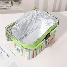 Cesta de picnic aislante de gran capacidad para exteriores, plegable y portátil, de aluminio, para transportar alimentos, ideal para camping, picnics y comida para llevar. Papel de aluminio grueso, accesorios para picnic. - Verde - Ver 5