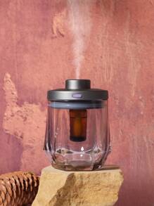 ellestfun 1pc USB 5V Glass Metal Waterless Essential Oil Diffuser, Micro-Porous Aromatherapy Humidifier, Home Hotel Office Use, Metal Enclosure Design - Grey - View 2