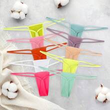 G-String Thongs For Women Seamless Thong Low Rise Micro Back Bikini Bottom No Show Panties Underwear, 10 Packshalloween - 熱帶粉紅色 3 件裝 - 查看 9