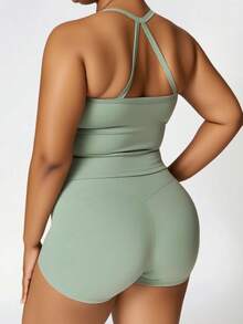 MASKERT “大码”女士瑜伽服、大码女士运动服、大码女士跑步服、大码女士家居服 - 綠色 - 查看 2