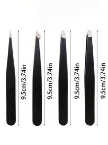 4-delige roestvrijstalen precisie-wenkbrauwverzorgingsset, geschikt voor het in vorm brengen van wenkbrauwen, het aanbrengen van tape voor dubbele oogleden, het aanbrengen van nepwimpers, het verwijderen van haar (het verwijderen van ingegroeide haartjes, mee-eters, enz.), multifunctioneel hulpmiddel voor dagelijkse make-up, draagbaar ontwerp voor mannen en vrouwen