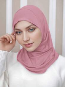 1 件女士便捷头巾，全下巴覆盖，纯色头巾