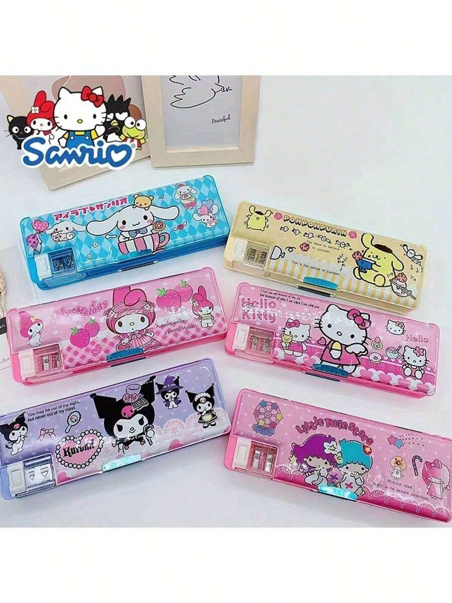 Sanrio卡通授权Kuromi Melody Hello Kitty双面铅笔盒文具盒多功能带卷笔刀开学用品文具