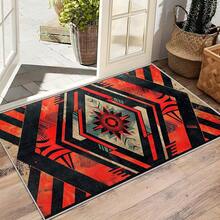 3x5 Rugs, 2x3 Rug, Southwestern Rustic Area Rug, Colorful Geometric Door, Washable & Non - Slip Small Carpet, Home Decor - Đen Nâu Đỏ - Xem 4