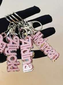 1 Chaveiro Personalizado de Acrílico com Nome - Placa de Nome Personalizada, Design Brilhante Rosa, Presente Perfeito para Meninas, Aniversários e Ocasiões Especiais, Enfeite de Mochila, Presente Personalizado com Nome, Multifuncional, Ornamental, Letra, Estiloso, Moderno, Colorido, Fofo, Casual, Personalizado, Único, Customizado, Presente Ideal para Ele, Presente Ideal para Ela, Fácil Conforto, Presente de Aniversário