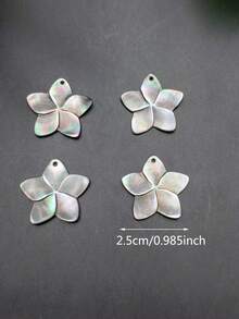 4 mặt dây chuyền hình hoa sứ chạm khắc thủ công từ vỏ sò MOP tự nhiên, dùng để làm khuyên tai hoặc vòng cổ, thiết kế kiểu Hawaii, trang sức đảo nhiệt đới. - màu đen - Xem 3