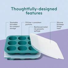 2-Tbsp Silicone Freezer Tray With Silicone Lid For Baby Food, Sauces, Garlic, Herbs | Plastic-Free Freezer Molds | 1 Oz Baby Food Puree Ice Cube Tray Reusable,9832262