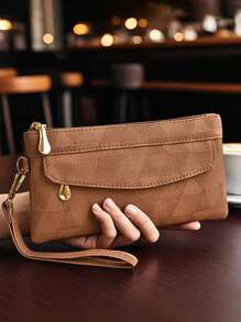 New Women Casual Versatile Handbag, Fashion Simple Commuter Wallet Purse Phone Pouch, Korean Zipper Small Square Bag, Horizontal Middle-Aged Mom Tote Bag For Shopping