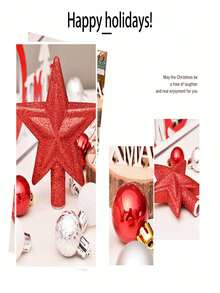 30 件/盒圣诞球树顶装饰星形礼品套装 - 彩色防碎塑料装饰球，适用于圣诞树装饰、节日派对和婚礼装饰、圣诞节、生日礼物