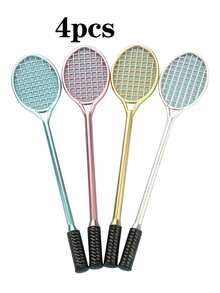 Creative Stationery, Cute Tennis Racket Shaped, Badminton Racket Ballpoint Pen, Refillable Ballpoint Pen