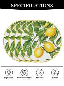 2/4/6 件柠檬餐垫，15 英寸夏季餐桌垫，编织耐热餐垫，适用于厨房餐厅室内室外