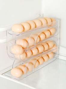 1 Peça Suporte para Ovos de Geladeira, Caixa de Armazenamento de Ovos de 3/4 Camadas, Suporte para Ovos de Geladeira, Caixa de Armazenamento de Ovos, Caixa de Ovos na Porta Lateral da Geladeira, Estrutura de Armazenamento de Ovos Rolante, Caixa de Ovos Anti-Queda, Organizador de Grande Capacidade, Suporte para Ovos Mantenedor de Frescor, Dispensador de Ovos Rolante Automático Economizador de Espaço, Suporte para Ovos Rolante Automático, Caixa de Armazenamento de Cozinha, Recipiente Mantenedor de Frescor