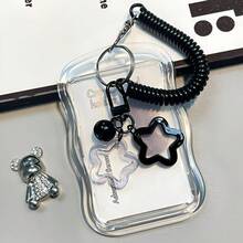 1Pcs Cute Photocard Holder Keychain Kpop Photo Card Holder Wave Photocard Keychain Transparent Pc Holder Photocards Holder Bus Student Card Photo Protector - 1 - 查看 9