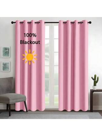 1 件遮光窗帘，隔热防紫外线，打孔设计，适用于客厅、卧室，停电时使房间变暗，秋冬季（面料重量 100 克）