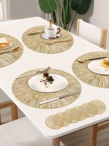 1-12 件可水洗耐热餐垫、可擦拭餐桌布和杯垫，适用于露营、节日、婚礼、派对