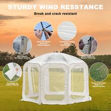 Tenda a scomparsa trasparente, tenda da campeggio impermeabile a cupola, gazebo a scomparsa, tenda a cupola a forma di bolla per esterni, per 4-6 persone, per ristoranti e campeggio. - Beige - Visualizzare 9
