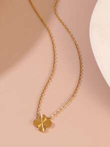 1 Set de Joyería de Acero Inoxidable con Diseño de Textura Floral en Estilo Minimalista, Adecuado para Uso Diario de Mujeres - Amarillo Oro - Ver 12