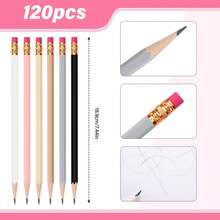 120 Pcs #2 HB Pencils With Eraser No 2 Unsharpened Wooden Hexagonal Pencils For Adults Gifts For School Exam Art Learning Office Sketching (Black) - 莫蘭迪波西米亞色彩 - 查看 3