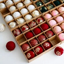 Set de 16 piezas de bolas decorativas navideñas, colgantes de bolas para árbol de Navidad, bolas de Navidad pintadas de terciopelo en caja de regalo, adornos para árbol de Navidad, decoraciones multicolor para árbol de Navidad, corona navideña, guirnalda para decoración navideña