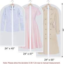 1 件透气防尘婚纱服装袋，适用于婚纱、晚礼服、西装外套收纳、衣柜或旅行，透明礼服罩袋，适合长款婚纱（主图显示 183 厘米婚纱袋） - 彩色 - 查看 3