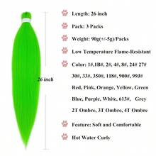 DNeon Green Braiding Hair Pre Stretched 26 Inch 3 Packs Synthetic Braiding Hair Extensions For Micro Braids Yaki Texture Hot Water Setting Itch Free Braids5001 - BraidingHair26Inch - View 4