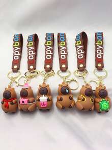 1pc Cute Capybara Plush Keychain, Perfect Gift For Friends, Classmates, Family Members - Multicolor - View 2