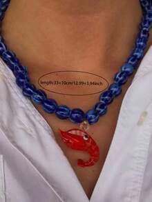 1 chiếc vòng cổ hạt gốm thủ công dành cho nữ, vòng cổ hạt bí ngô nhiều màu với mặt dây chuyền hình xương rồng và sao biển hình con tôm hùm (Màu sắc và hình dạng ngẫu nhiên) - Nhiều màu - Xem 8