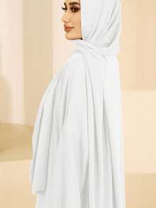 1 件时尚休闲带袖头巾，穆斯林长袍吉尔巴布连衣裙，伊斯兰服装适合女性日常穿着 - 彩色 - 查看 25