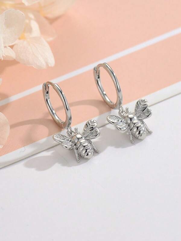 Boucles d'oreilles abeille brillante en argent sterling 925, design animal à la mode et mignon, cadeau idéal pour la famille, les amis et les couples