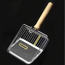 Cat Litter Shovel Stainless Steel Wooden Handle Easy To Rust Washable Kitten Litter Scoop Cats Toilet Cleaning Shovel Tool