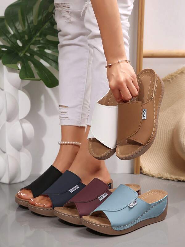 Lässige Strandpantoffeln, modische multifunktionale bequeme Keilschuhe, Boho-Stil